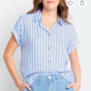 beachlunchlounge Blue and White Striped Button Down Shirt